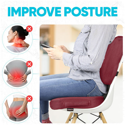 FORTEM Seat Cushion & Lumbar Support for Office Chair, Car Seat Combo
