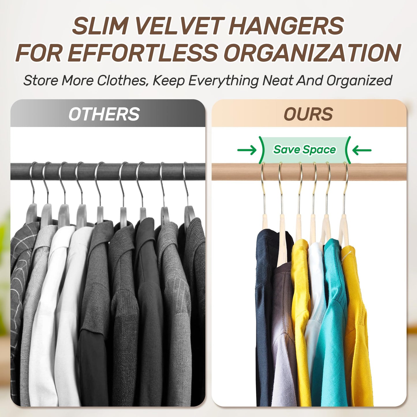 Sishynio Premium Velvet Hangers 30 Pack with Gold Hooks, Non-Slip, Space Saving Felt Clothes Hangers, Sturdy Slim Flocked Hanger for Dresses, Coats
