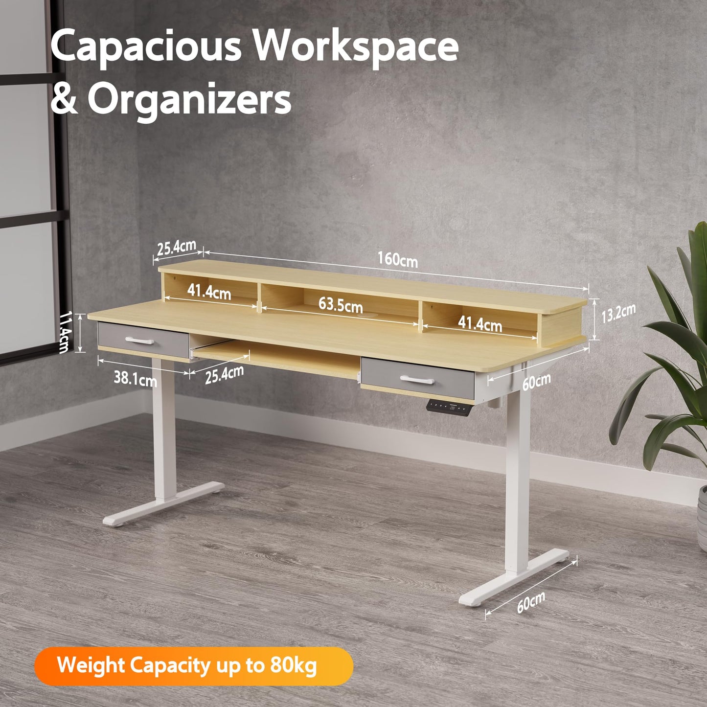 WALKINGDESK Electric Standing Desk with Keyboard Tray, 160 x 60 cm
