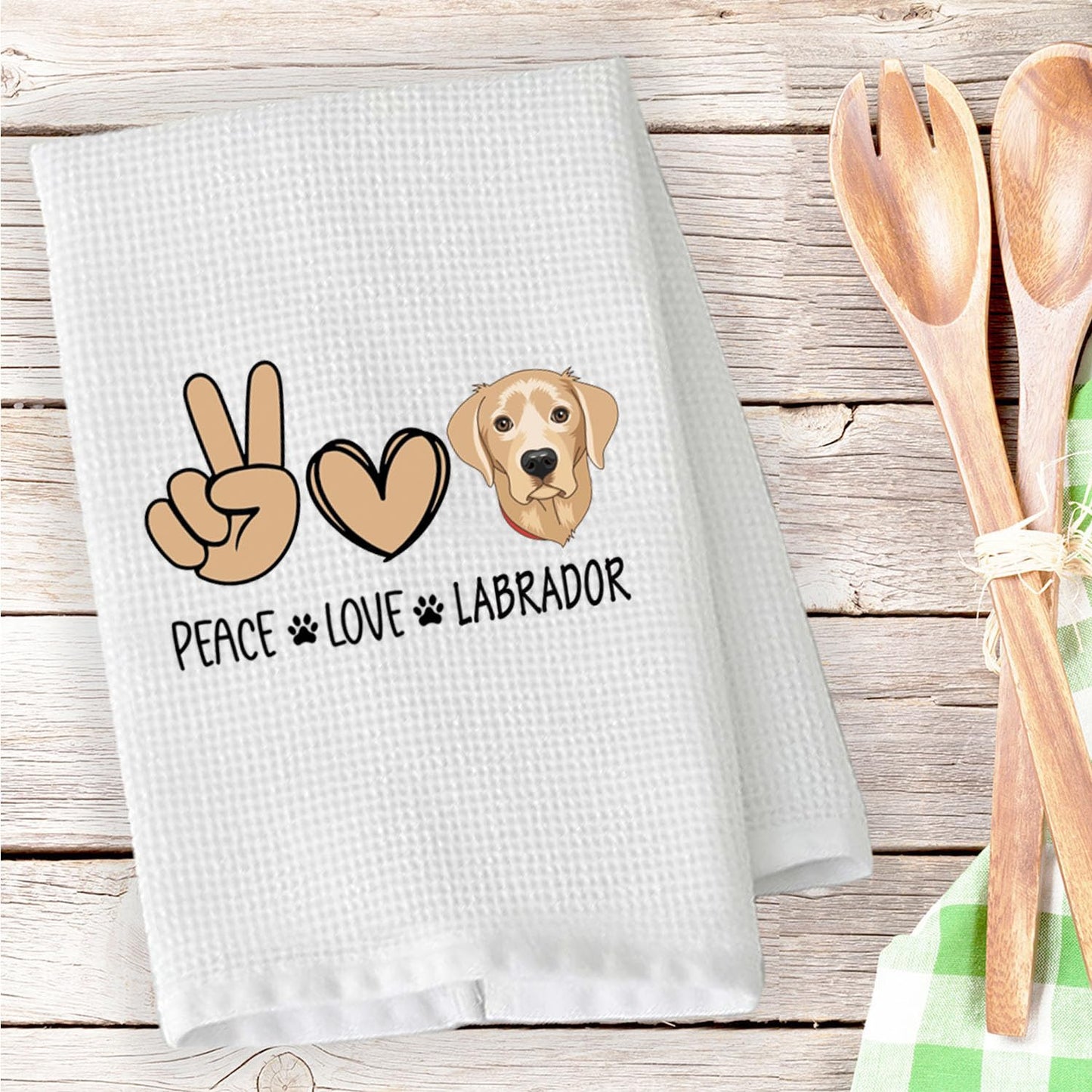 PLITI Labrador Kitchen Towel Labrador Retriever Gift Labrador Lover Gift Peace Love Labrador Gift Labrador Mom Gift (Peace Labrador TWU)