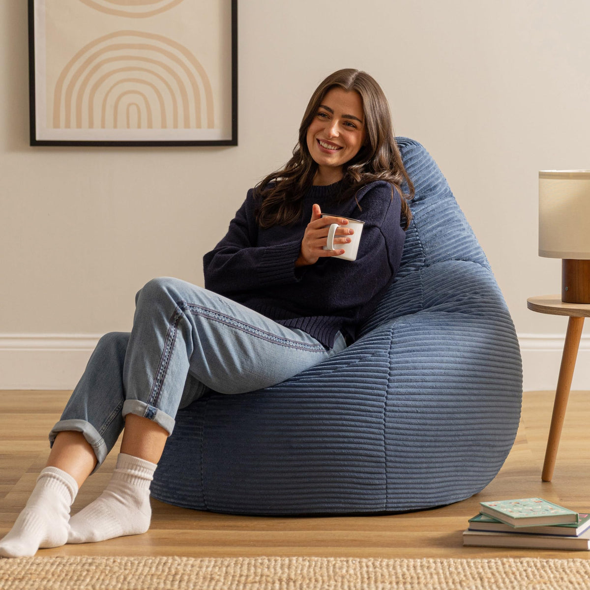 icon Dalton Cord Bean Bag with Filling Included, Set of 2, Blue