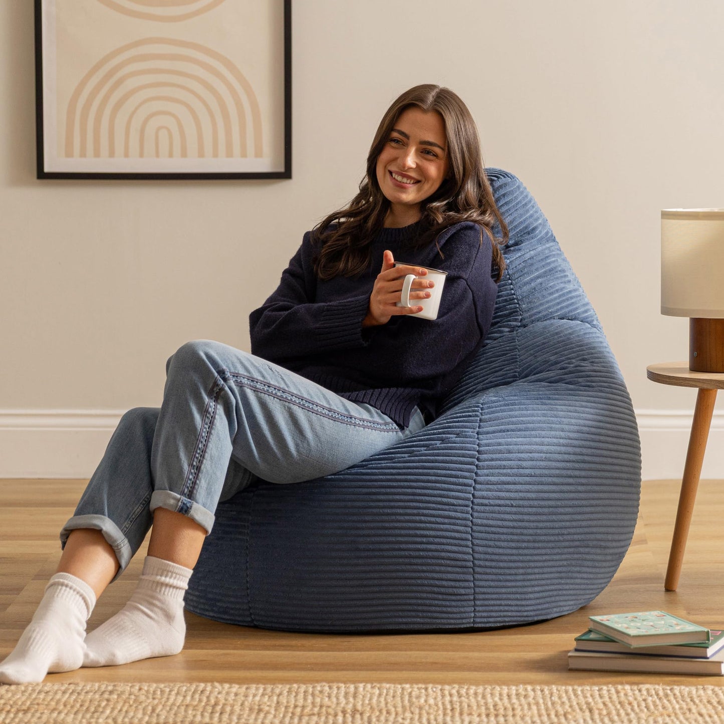 icon Dalton Cord Bean Bag with Filling Included, Blue