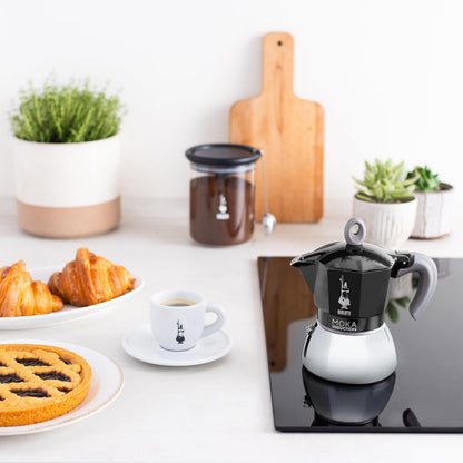 Bialetti New Moka Induction Induction Coffee Pot, 6 Cups, 280 ml, Aluminium, Black