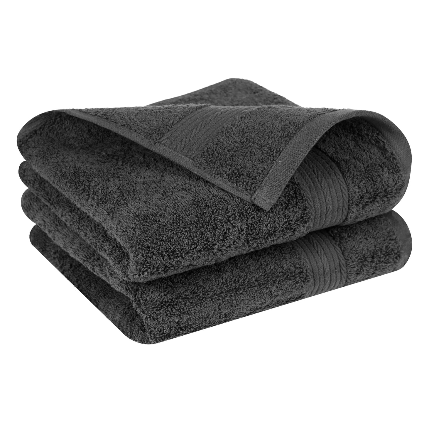 Ample Decor Hand Towel Set of 2 – 46 x 72 cm, 400 GSM, 100% Cotton – Quick-Drying, Super Absorbent – Ideal for Bathroom, Gym, Spa – Grey