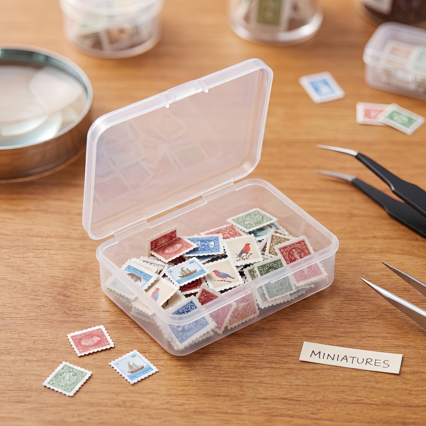 Small Bead Organizers-8 Pieces Plastic Storage Cases Mini Clear Bead Storage Containers Transparent Boxes with Hinged Lid and Rectangle Craft Supply