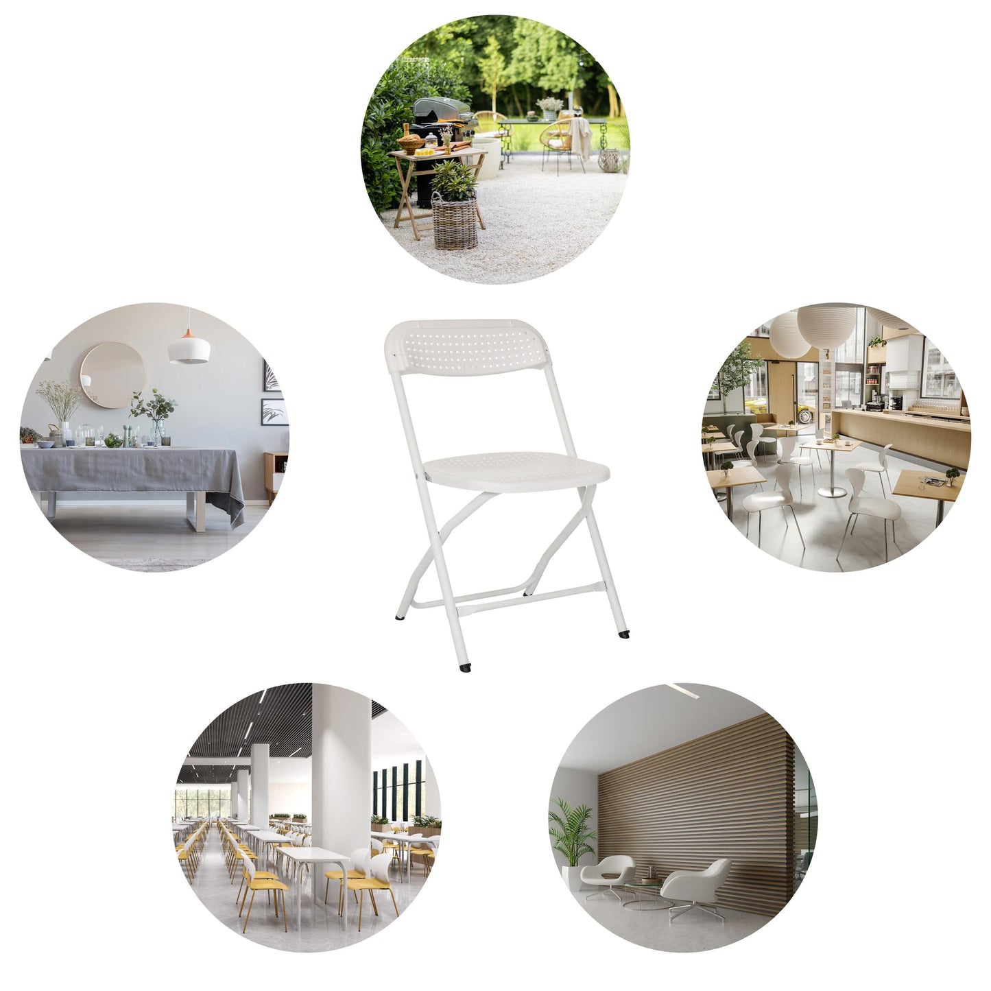 hjh OFFICE folding chair with a load capacity of up to 250 kg TUDELA XXL PRO W folding camping chair, indoor and outdoor folding chair, white
