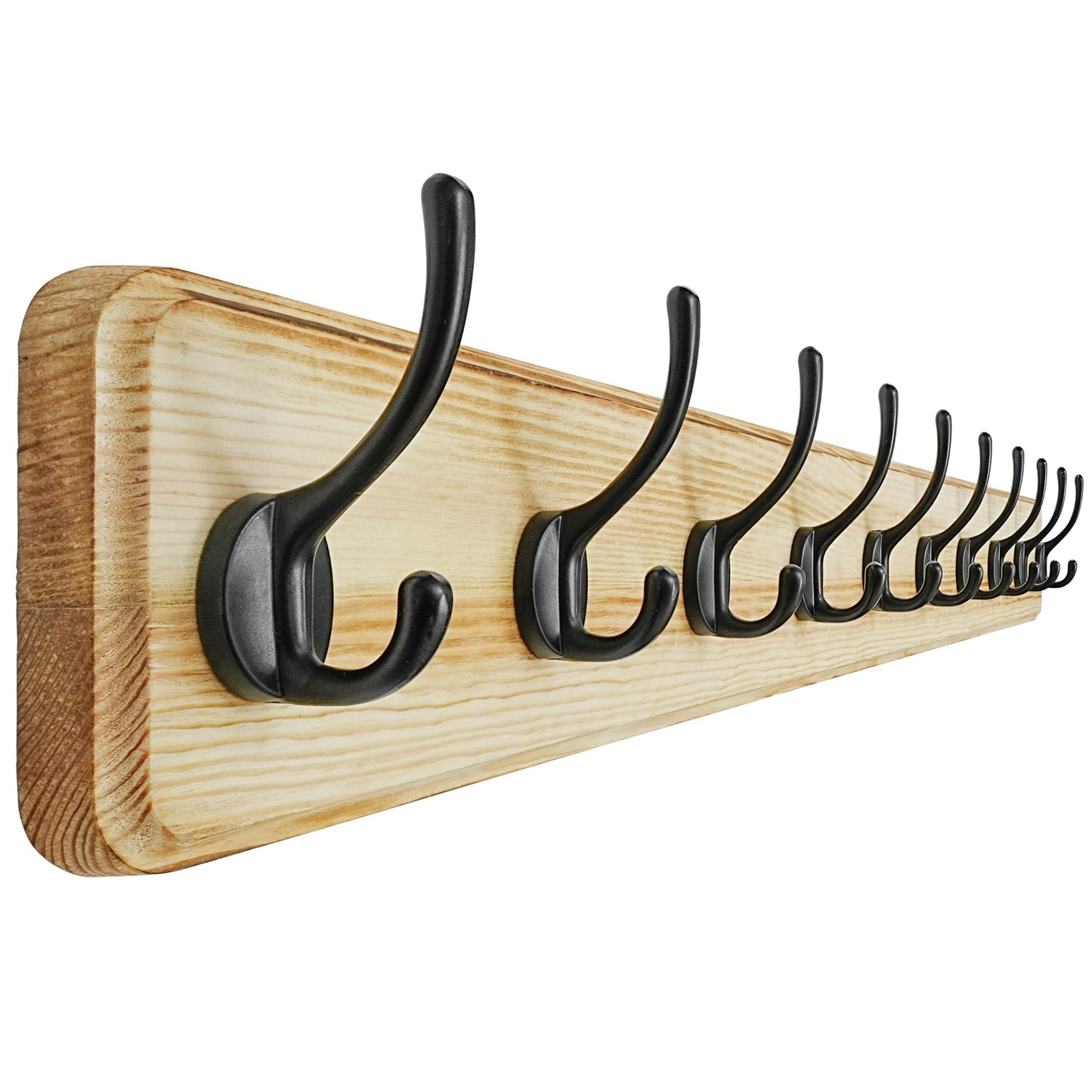 Dseap Coat Rack Wall: 97cm Long, Patented, Heavy-Duty, 10-Double-Hooks Wooden Wall Mounted Coat Rack Coat Hanger Hook Rail for Winter Coats Hat