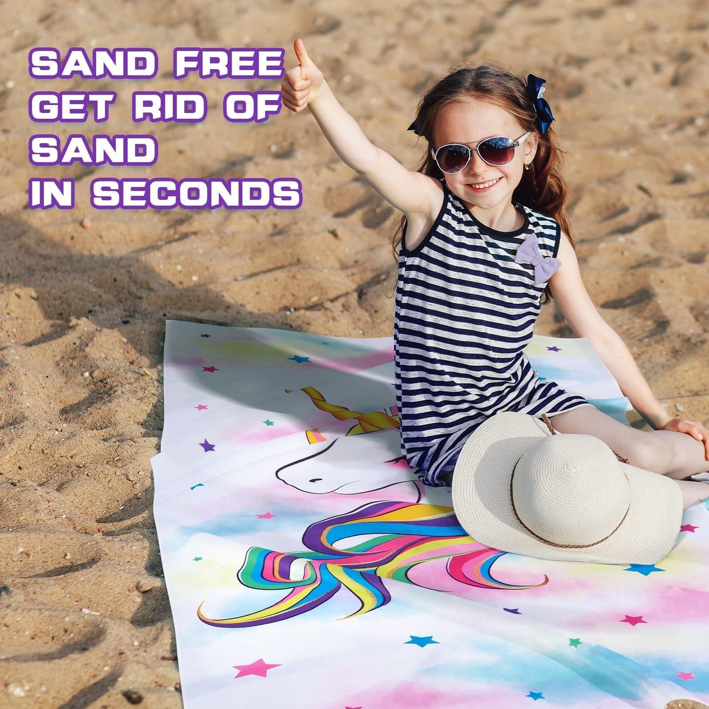 WERNNSAI Unicorn Microfibre Beach Towel for Kids, 76 x 150cm Bath Towel