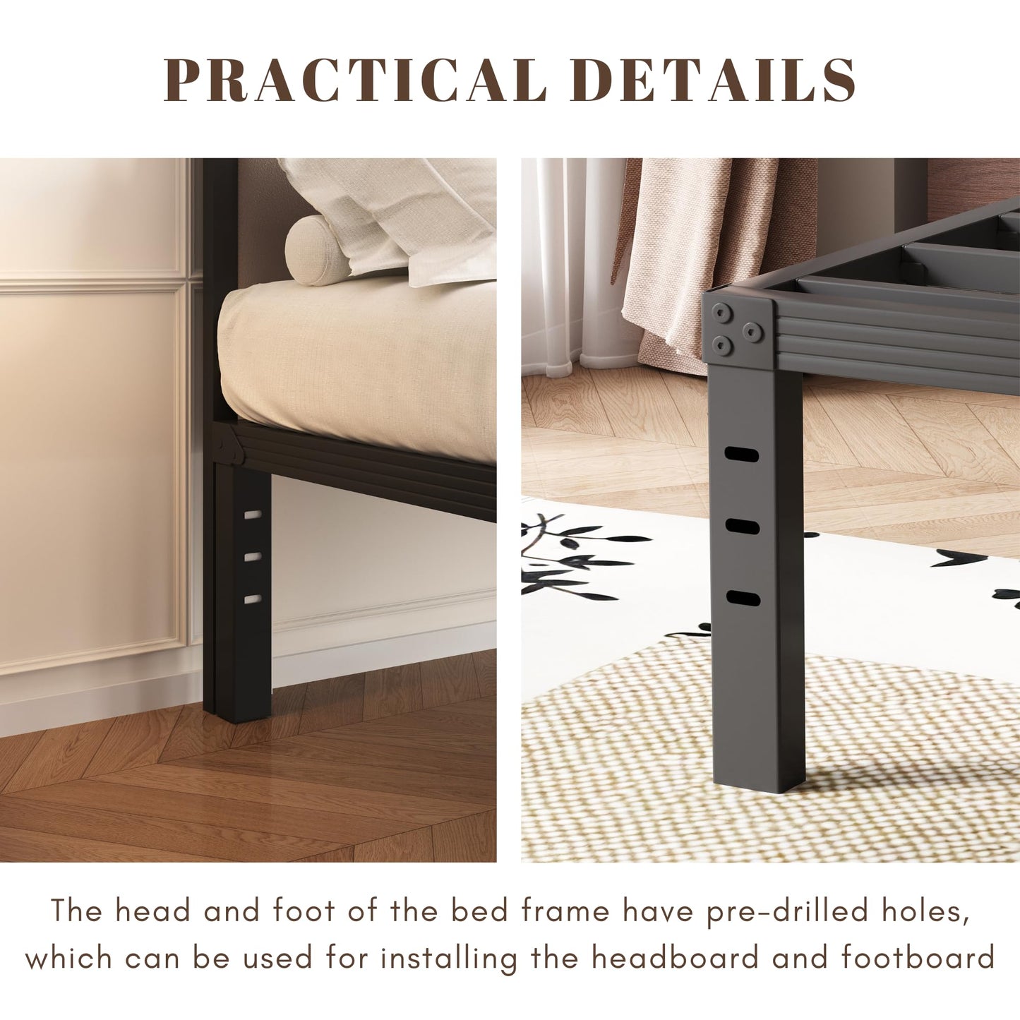 Hunlostten Metal Double Bed Frame - Platform Bed Frames with Underbed Storage and Steel Slat Support, Sturdy, Easy Assembly, Noise Free, Heavy Duty
