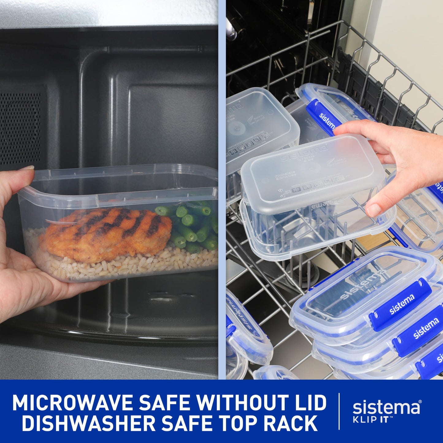Sistema KLIP IT Food Storage Containers | Airtight & Stackable Meal Prep Containers with Lids | School Lunch Boxes & Snack Boxes | BPA-Free | 18 Count