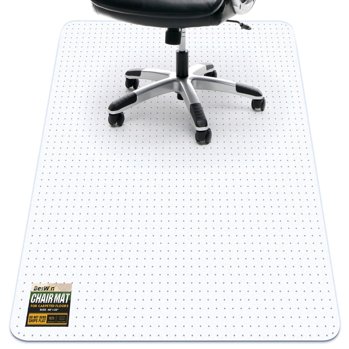 BesWin Office Chair Mat for Carpet, 81 x 122 cm Heavy Duty Non-slip Carpet Protector Chair Mat for Home Office