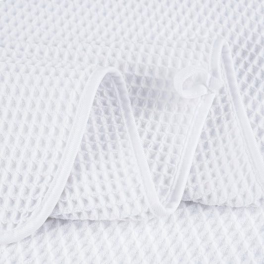 POLYTE Microfibre Quick Dry Lint Free Bath Sheet, 89 x 178 cm, Set of 2 (White, Waffle Weave)
