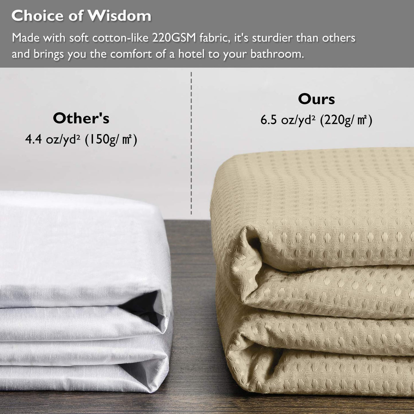 Lagute SnapHook Waffle Weave Fabric Hook Free Shower Curtain with Snap-in Liner, Heavy Duty Bath Curtain with See Through Top, Hotel Grade