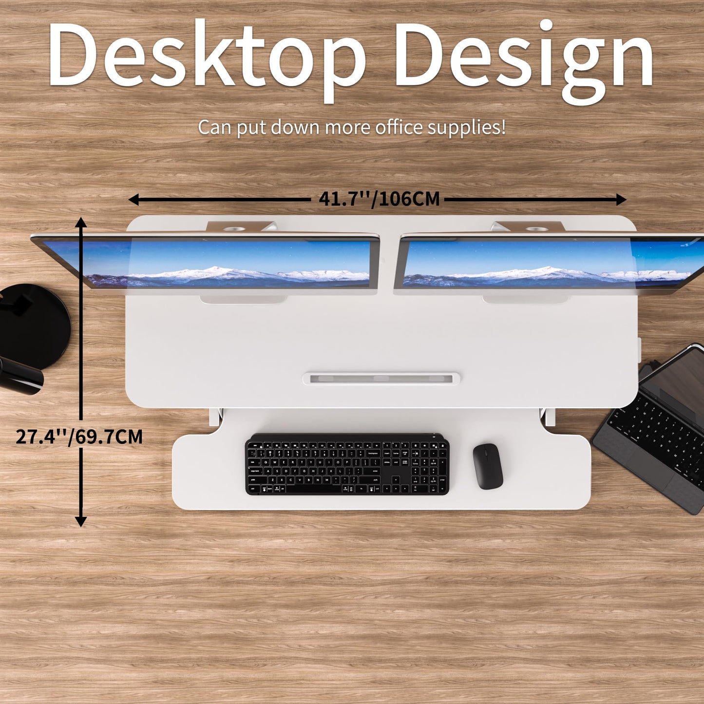 ERGOMAKER Standing Desk Converter, 42"/106cm, White