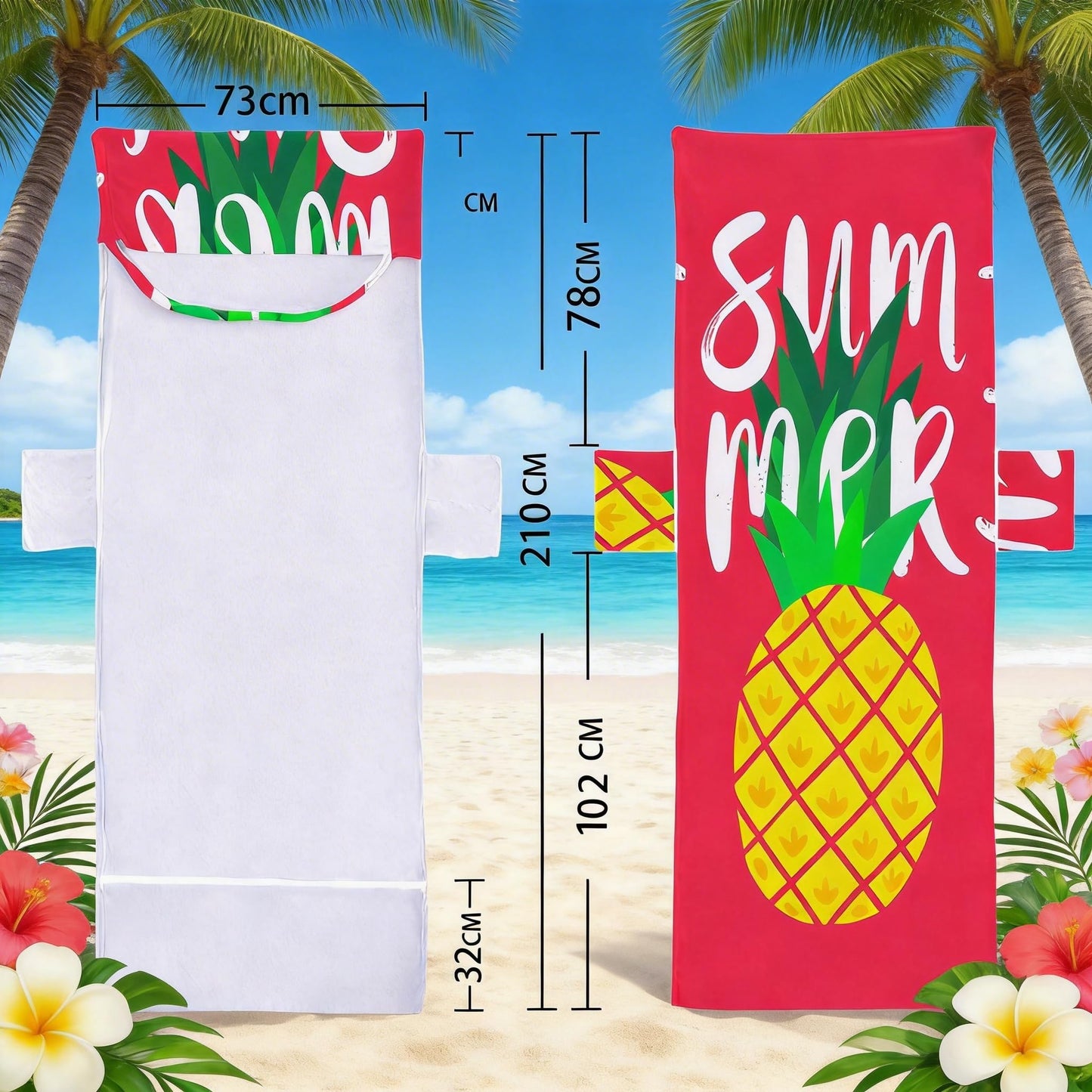 aotuo0608 Sunbed Towels with Pockets, 210x75cm Fast-Drying Lightweight Microfiber Beach Towel for Sun Lounger, Lounge Chair