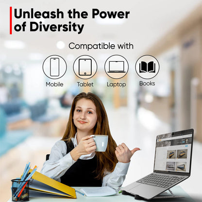 TechShak Adjustable Laptop Riser for Desk - Aluminum Ergonomic Computer Stand for Home Office, Ventilated Macbook Stand & Holder for Lenovo, Dell, HP