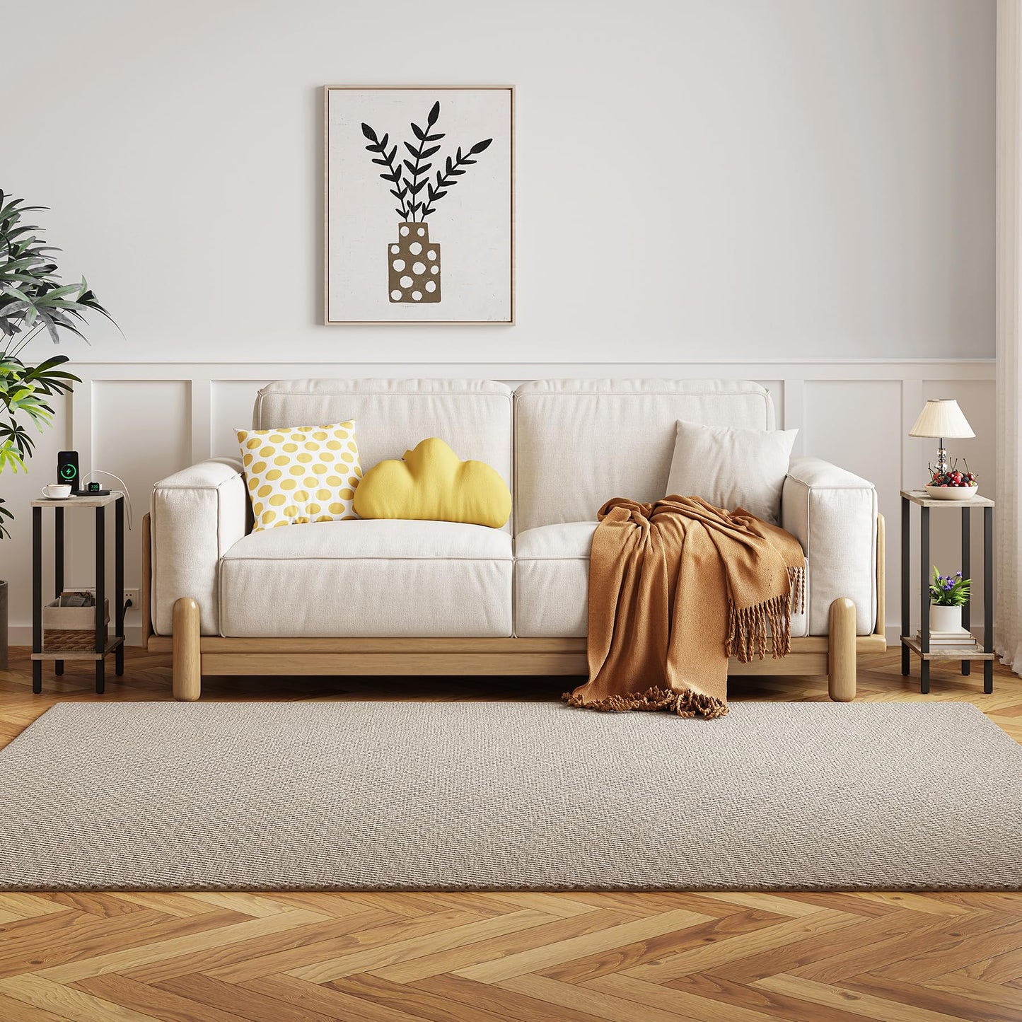 TUTOTAK Small Side Table, Narrow End Table, Skinny Sofa Table, Slim Nightstand, Living Room, Bed Room, Greige TB01BG0622EU
