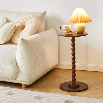 Aibiju Round Side Table, Small End Table for Small Spaces, Sofa Table, Bedside Table with Solid Wood Leg for bedroom Living Room, Corners, and Office