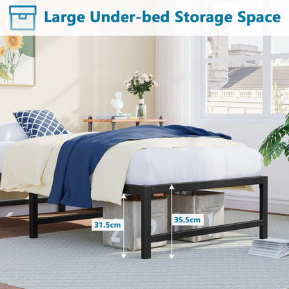 Yornoli 3ft Single Bed Heavy Duty Steel Slats Single Metal Bed Frames with 31.5cm Platform Storage for Adult No Box Spring Needed Easy Assembly