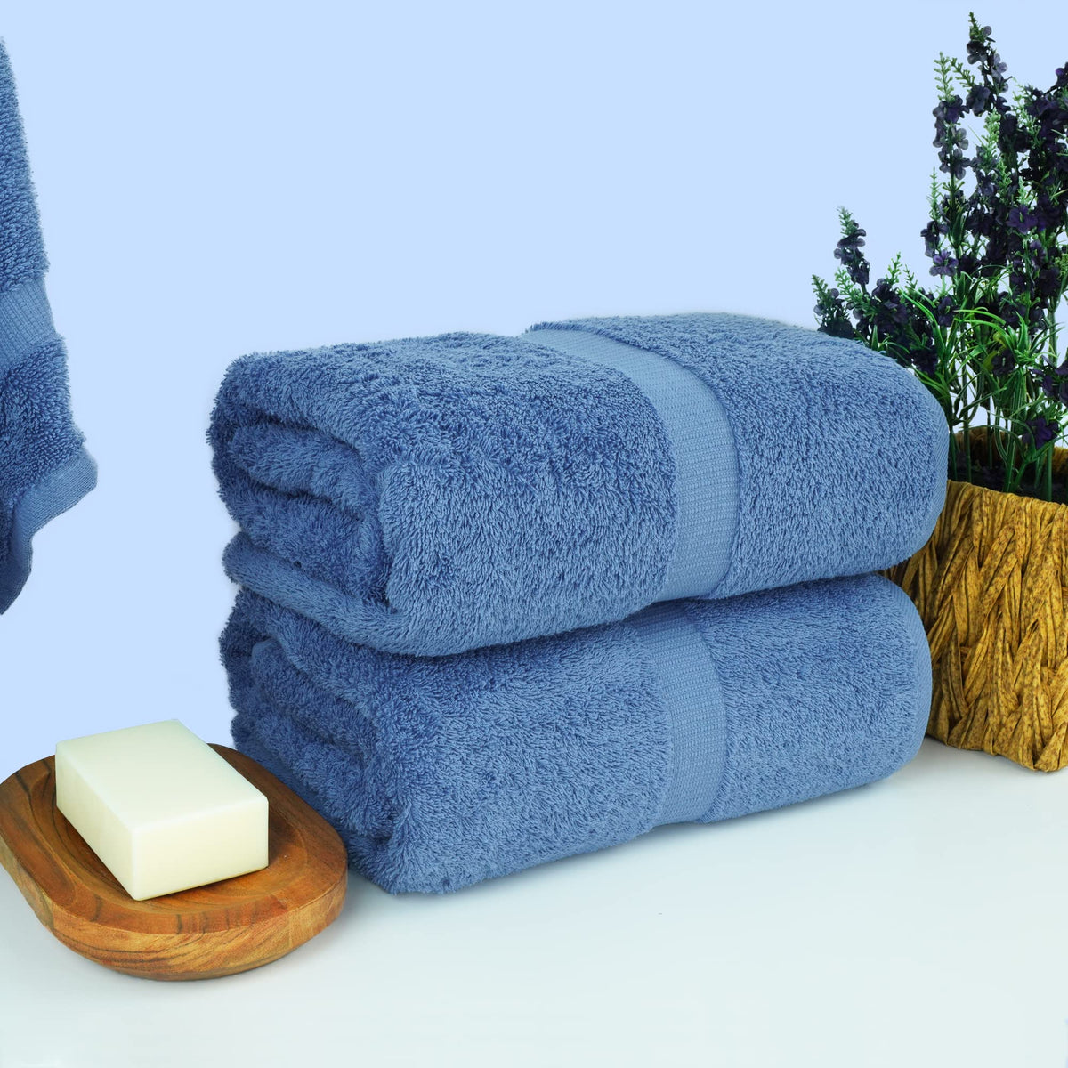 Chakir Turkish Linens Hotel & Spa Quality, Premium Cotton Turkish Towels 35''x70'' Jumbo Bath Towels - Wedgewood