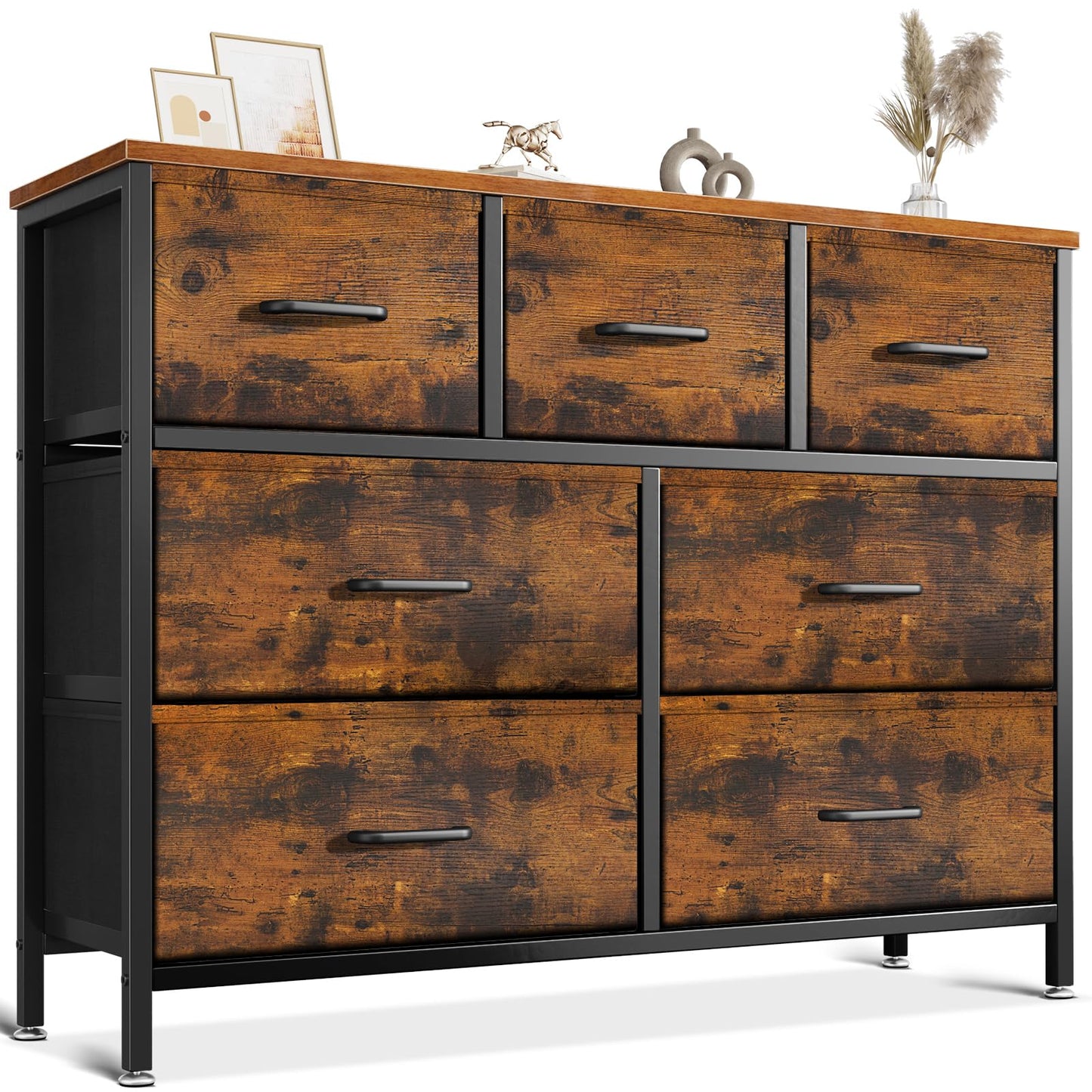 Coleshome Chest of Drawers Bedroom with 7 Drawers, Fabric Drawers, Vintage