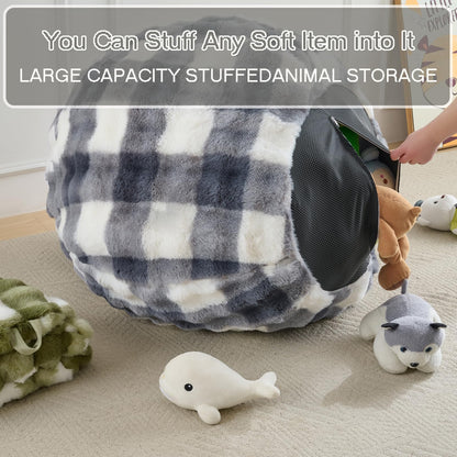 Fluffy Faux Rabbit Fur Bean Bag Chair CoverNo Filler,Cozy Shaggy Bubble Stuffed Animal Storage Large Bean Bag Cover for Bedroom Living Room,Fuzzy