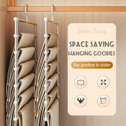 Jicyor 3 Pack Trouser Hangers,6 in 1 Space Saving Hangers with 360° Swivel Hook for Various Types of Clothing