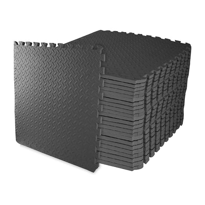 Signature Fitness Puzzle Exercise Mat with EVA Foam Interlocking Tiles for MMA, Exercise, Gymnastics and Home Gym Protective Flooring, 3/4" Thick, 96