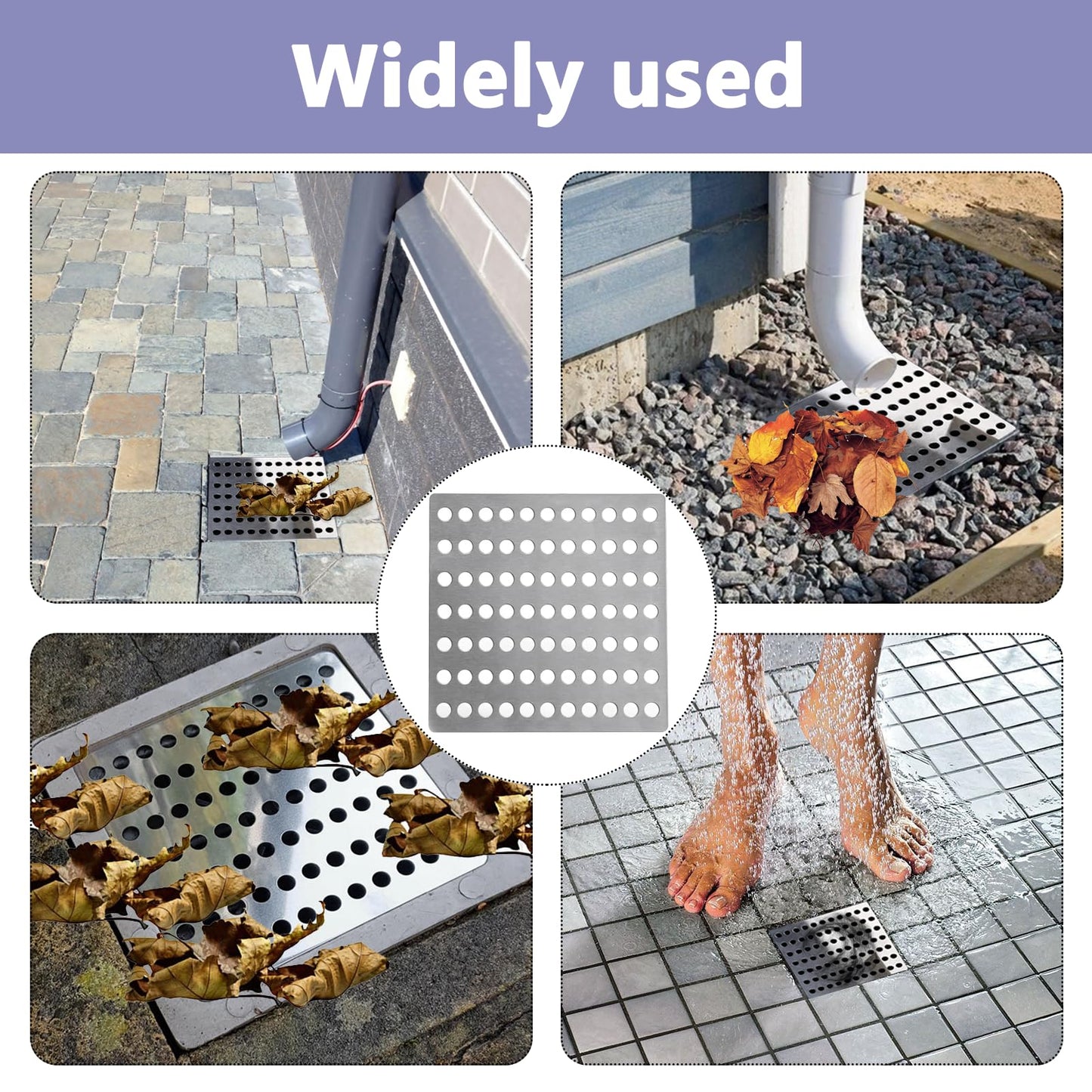 2Pack Square Drain Covers Outdoor Steel Rustproof Mesh Drainage