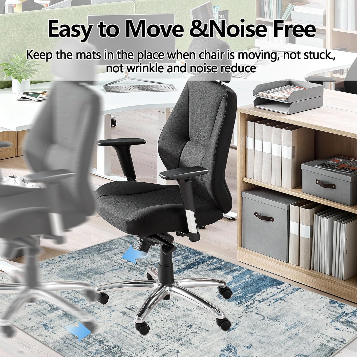Famibay Office Chair Mat for Hardwood Floor 90x120cm Computer Desk Chair Mat Floor Protector Mat Blue for Hard Wooden Tile Floors Anti Skidding