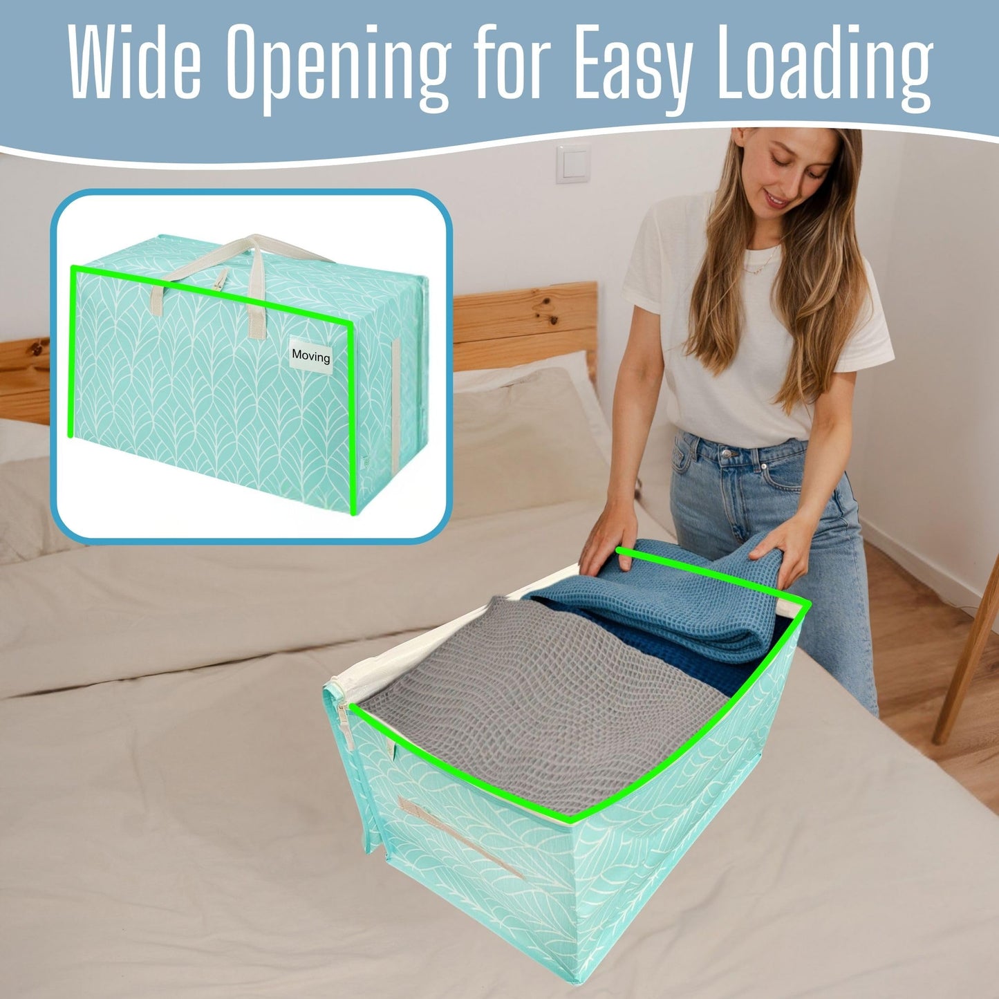 VENO 2 Pack Heavy-Duty Oversize Large Storage Bag with Zips for Moving, Clothes Storage, Laundry Bag, Packing, House Solutions, Water-Resistant