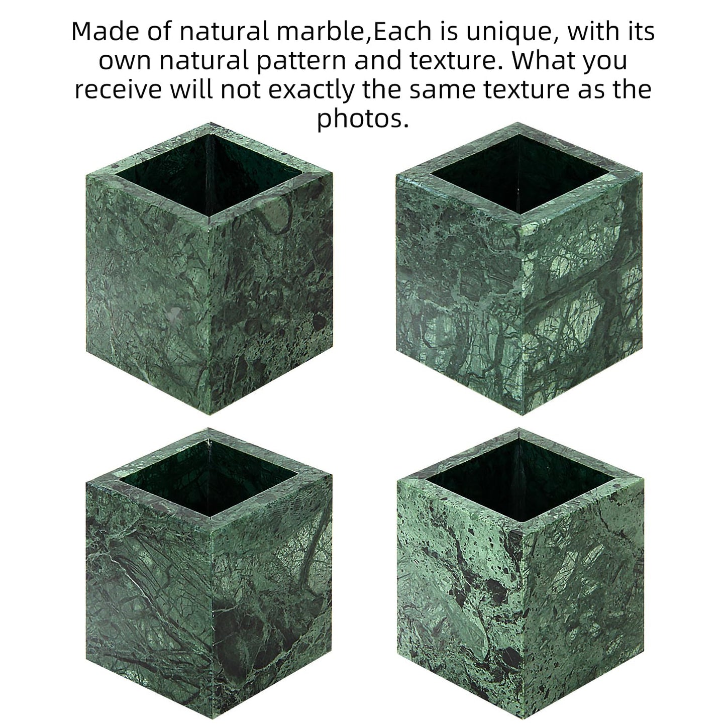 Natural Marble Toothbrush Holder, Blackish Green, 8.5 x 8.5 x 10 cm