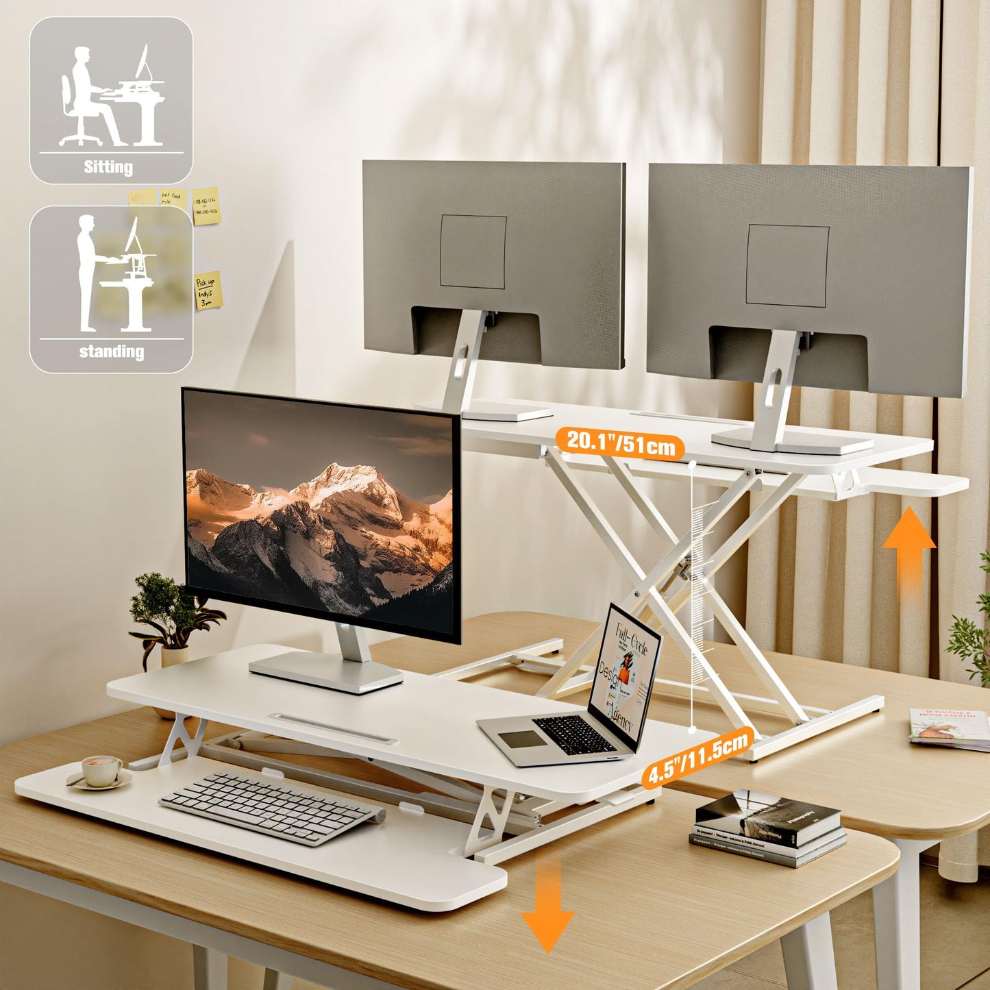ERGOMAKER Height Adjustable Standing Desk Converter 101cm(40 Inch), Black