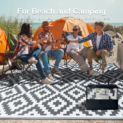 CHOSHOME Outdoor Waterproof Garden Carpet 120x180CM Lightweight Camping UV Resistant Portable Easy Cleaning Balcony Rugs for Picnic Beach BBQ Grey