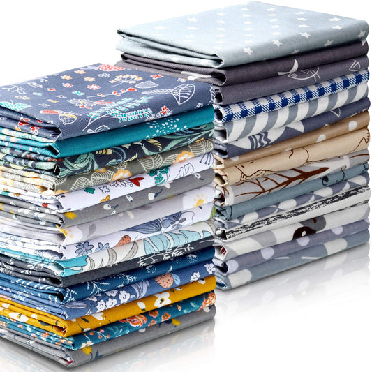30 Pieces 10 x 10 Inches Cotton Fabric Bundle Squares Patchwork Floral Fabric Sewing Quilting Bundles Assorted Pattern Cloth for DIY Scrapbook Craft