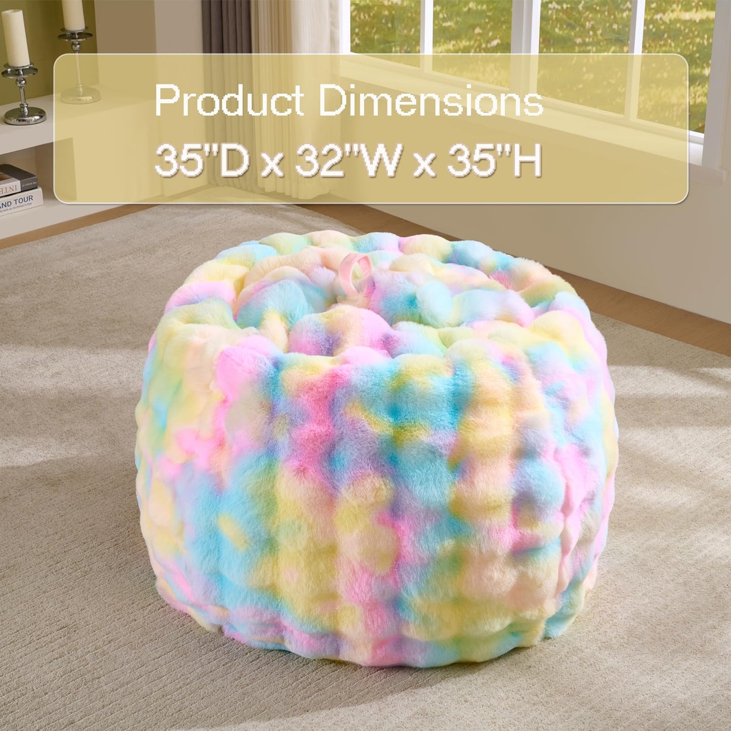 Fluffy Faux Rabbit Fur Bean Bag Chair Cover(No Filler),Cozy Shaggy Bubble Stuffed Animal Storage Large Bean Bag Cover for Bedroom Living Room,Fuzzy