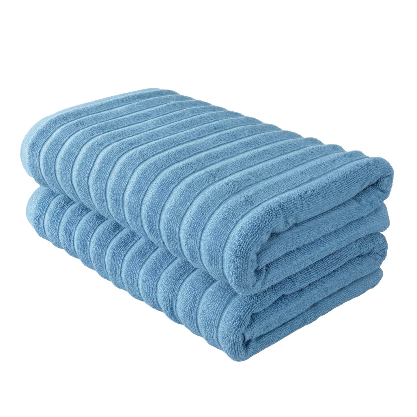 BERIBO Cloud Turkish Towel Set 100% Cotton 620gsm (Powder Blue, 2 Bath Towels)