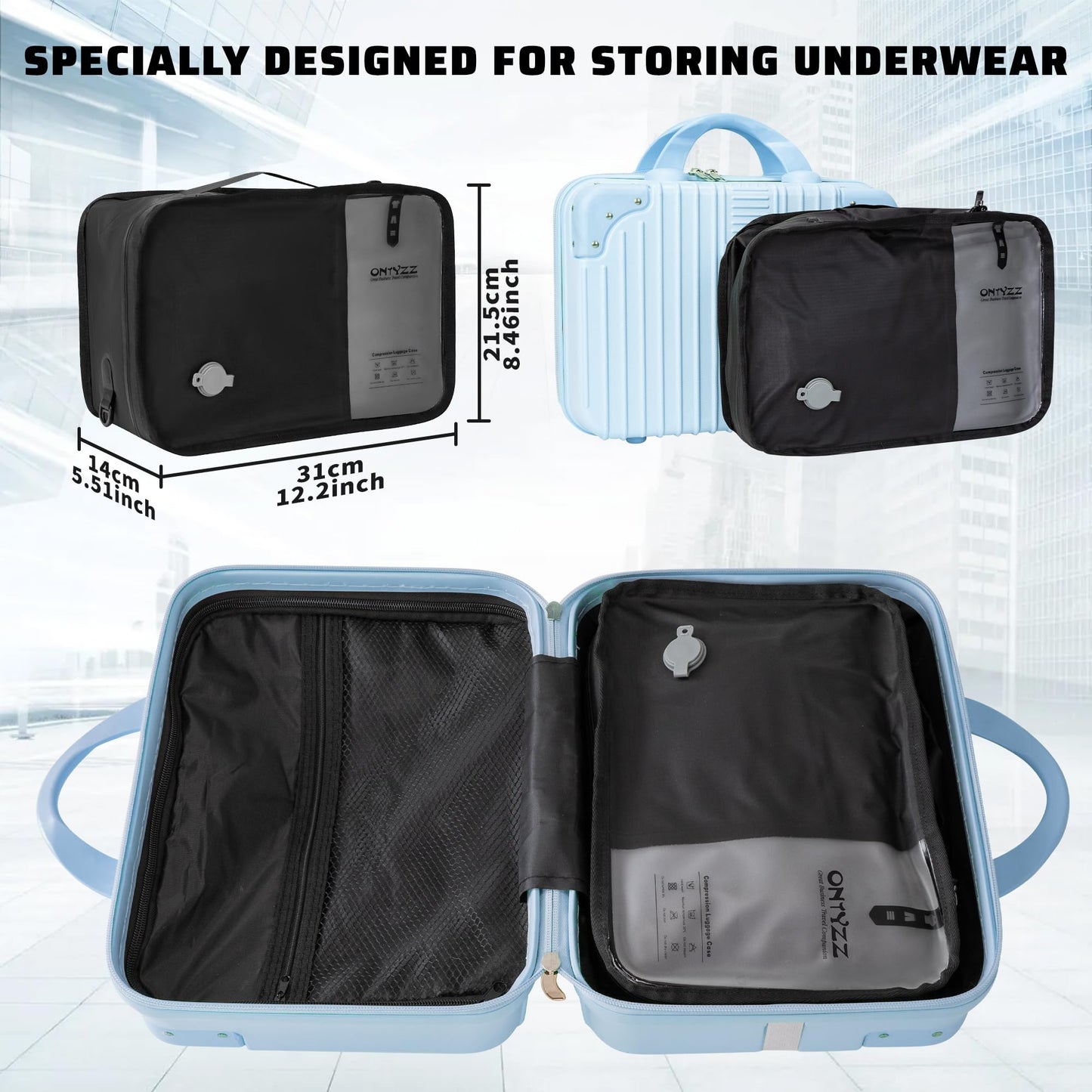 Vacuum Storage Bags for Clothes Reusable TPU Space Saver Bags for Travel with IP67 Zip Waterproof Packing Organisers Packing Cubes for Business Trips