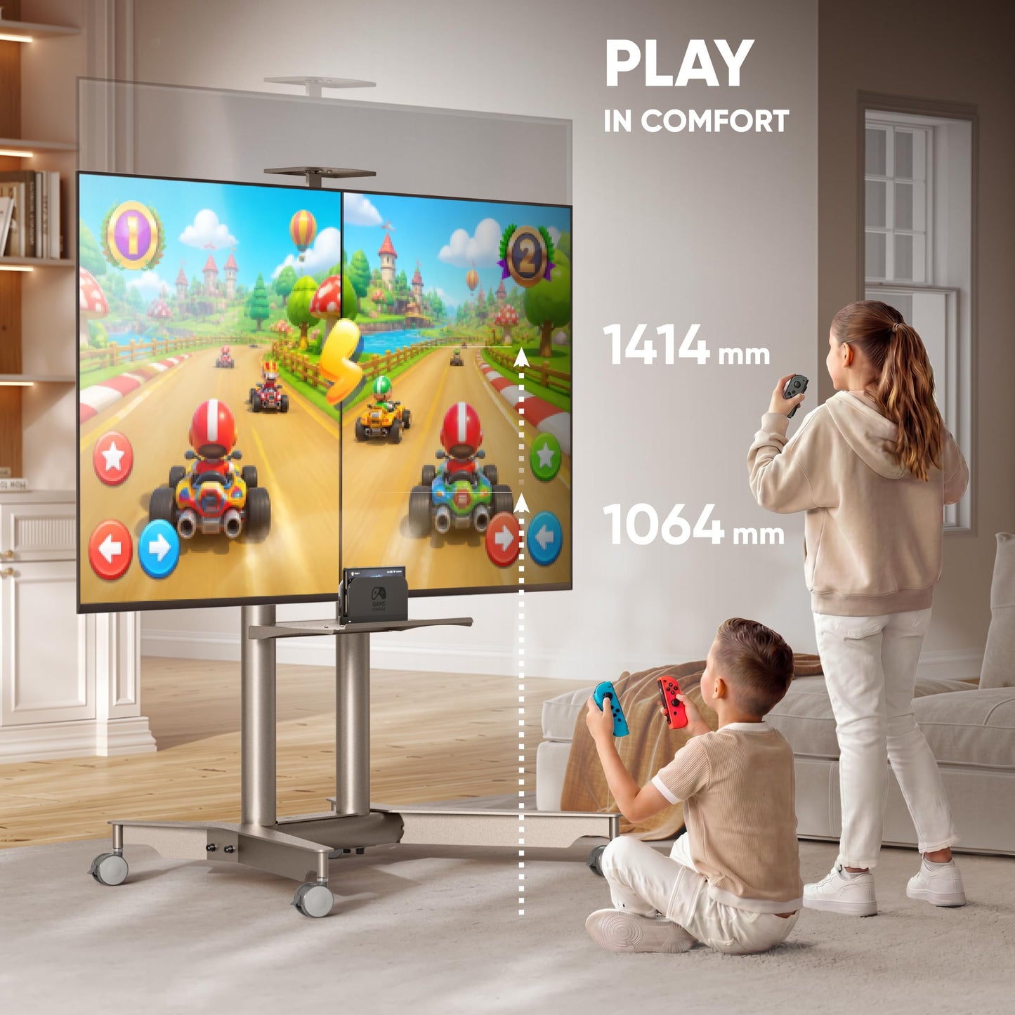 ONKRON Mobile TV Stand 32-75 Inch up to 50 kg, max VESA 600x400, TS1571-C