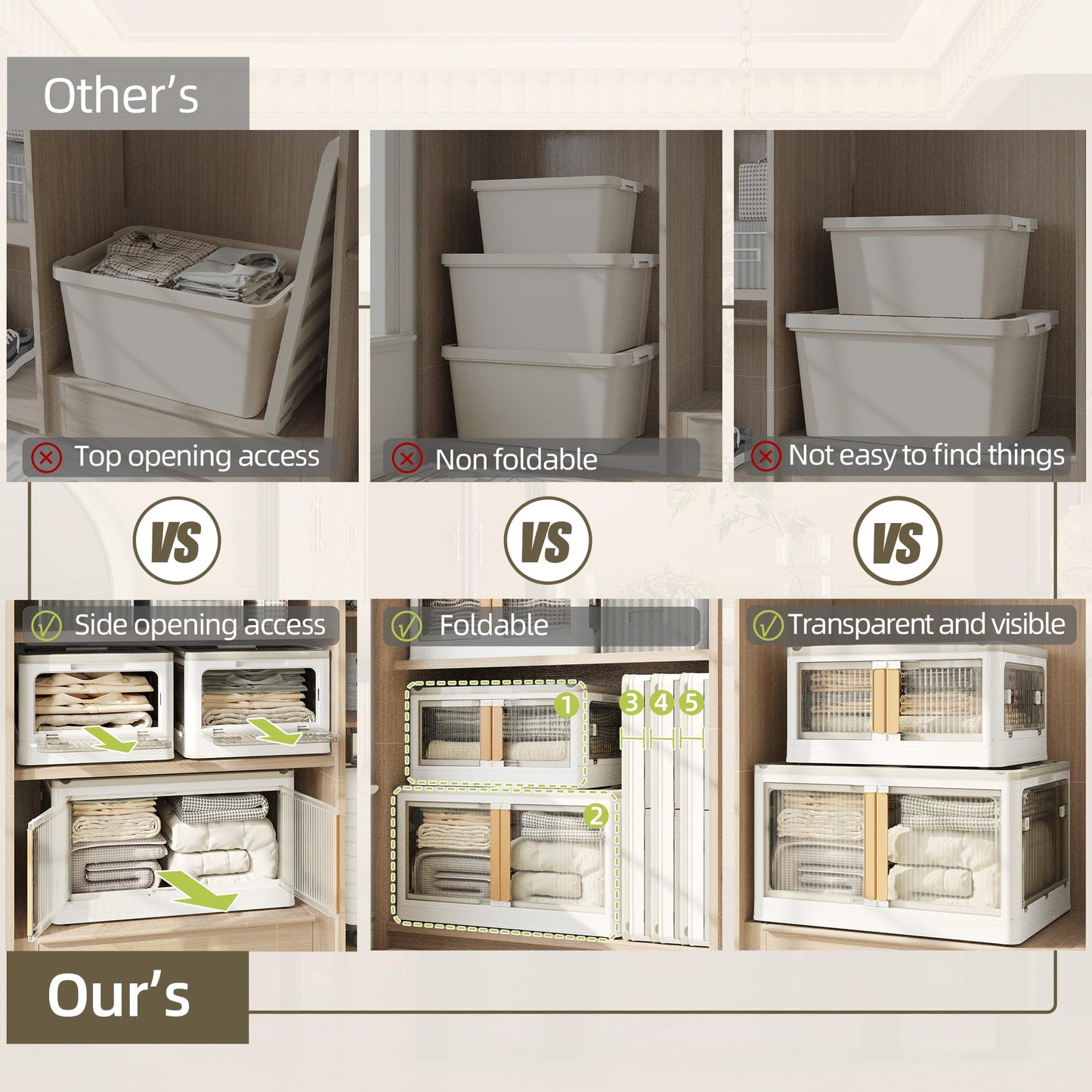 NETEL Storage Boxes With Lids, 4 x 116 L Plastic Storage Box with Lid, Stackable storage Boxes with wheels, Transparent Wardrobe Storage Organiser