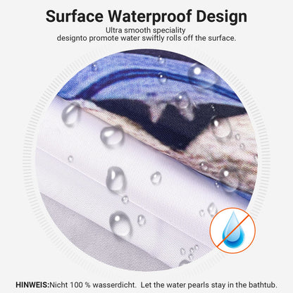 Lerores Shower Curtain 150 x 200 cm, Cat Swimming Anti-Mould Textile, Weighted Hem, Water-Repellent