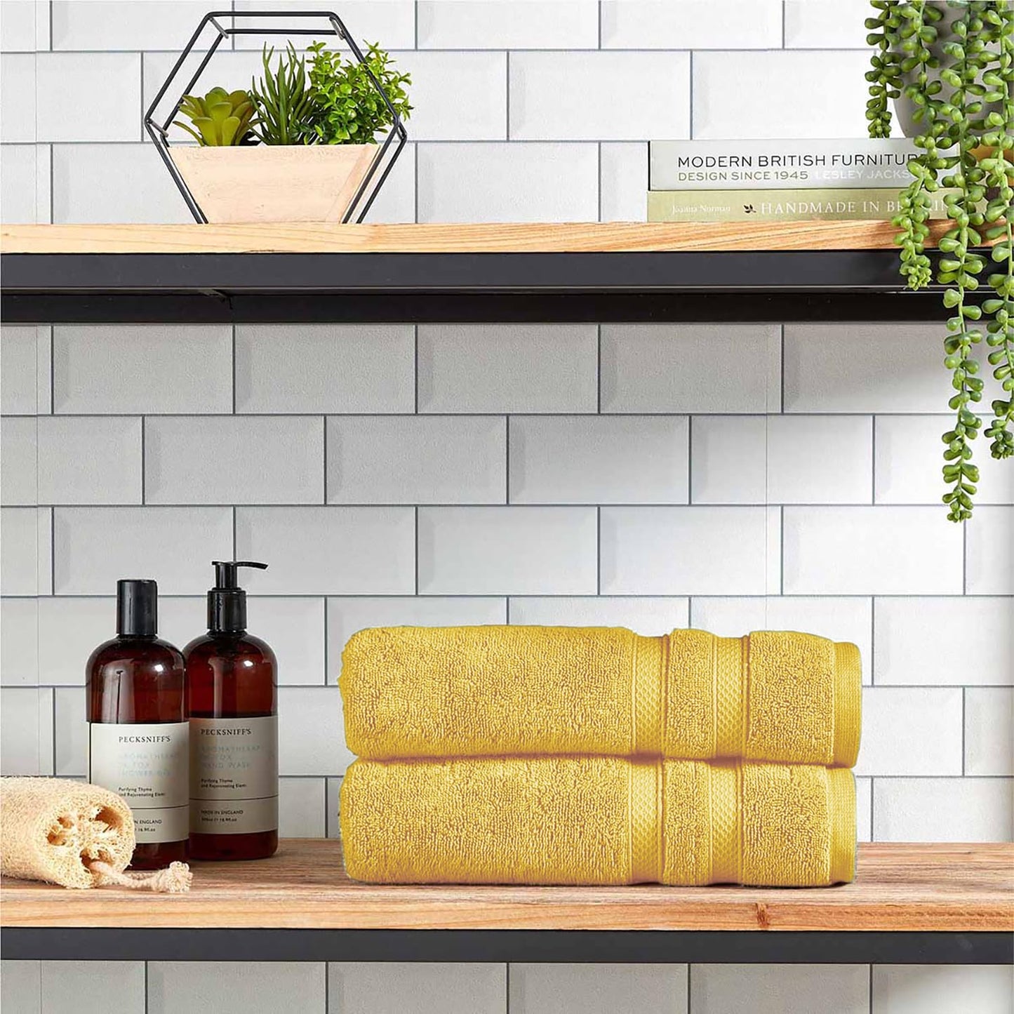 Christy Chroma Yellow Towel Set | Set of 4 | 2 Bath 2 Hand | Highly Absorbent Heavyweight 675GSM | Bold and Bright