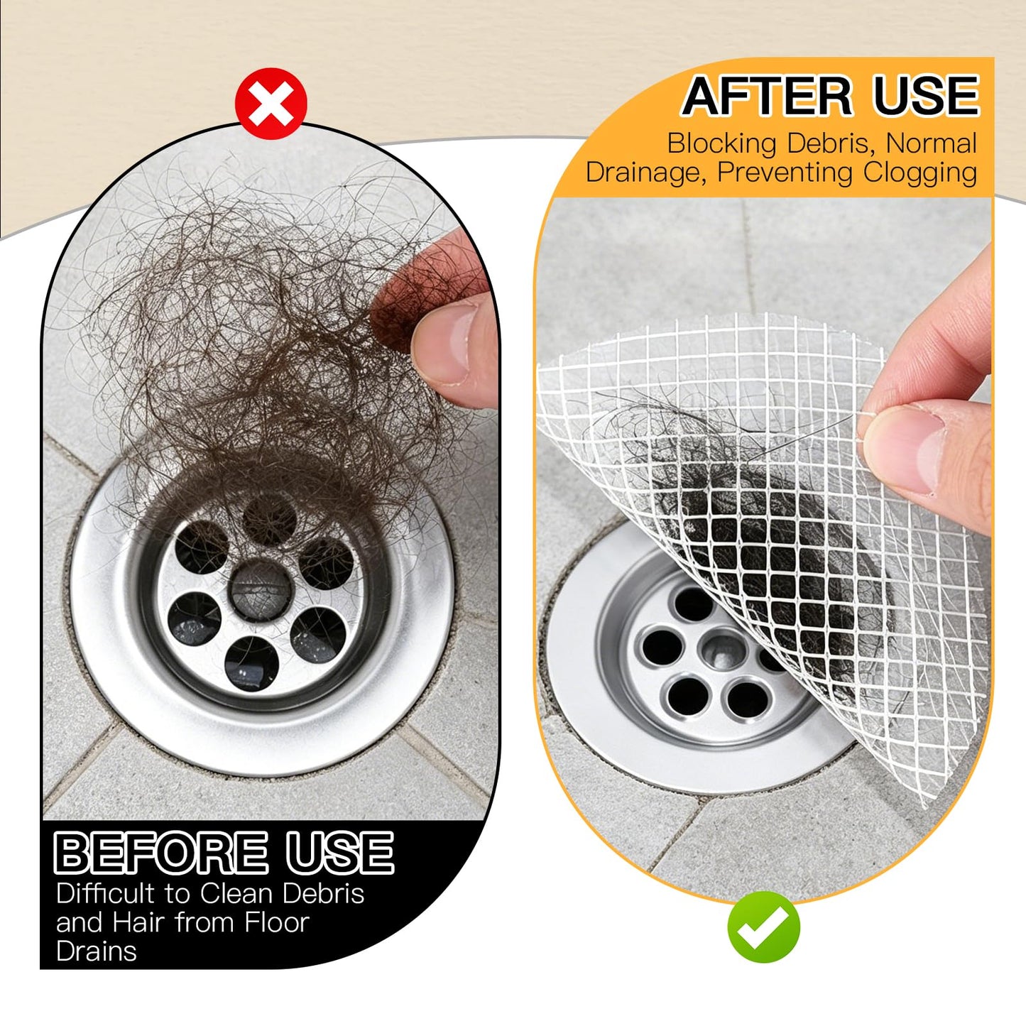 30 Pcs Drain Hair Catcher Stickers, 11 cm Circular Bath Hair Catcher Stickers with Plastic Spatula, Adhesive Shower, Shower Drain Hair Trap