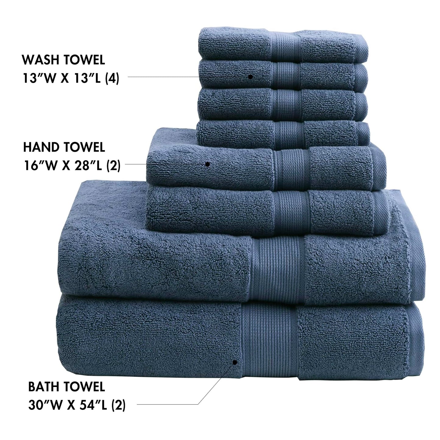 Madison Park SIGNATURE 800GSM 100% Cotton Luxurious Bath Towel Set, Slate Blue, Multi-Sizes