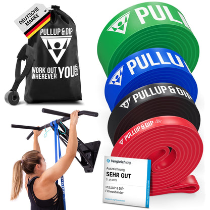 PULLUP & DIP Resistance Bands Pull Up Bands for Assisted Pull Ups, Calisthenics, Crossfit, Pull Up Bar; Premium Fitness Bands (EXTRA LIGHT + LIGHT +