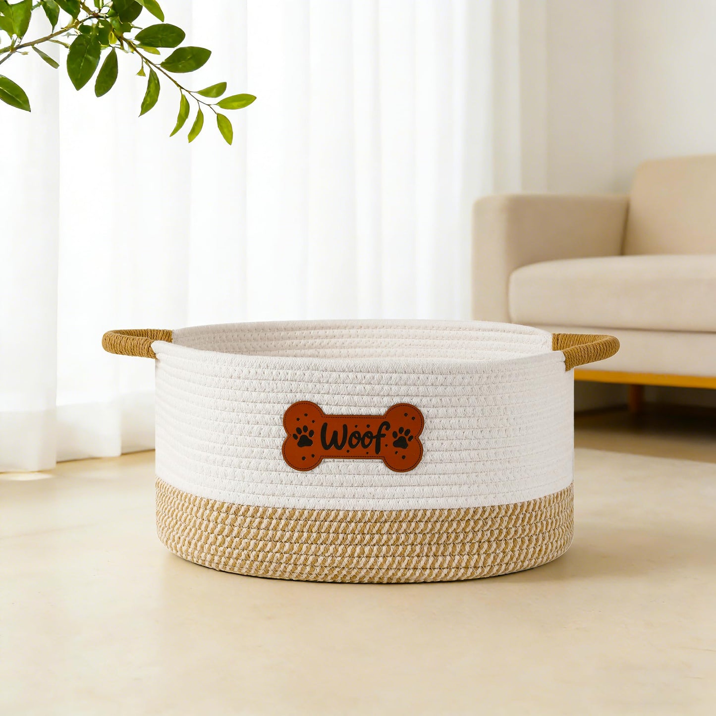 Tidelit Large Dog Toy Basket Box Bin, Woven Storage Baskets for Dog Cat, Cotton Rope Toys Storage Basket for Dogs Cats Bed Toys Accessories Organizer