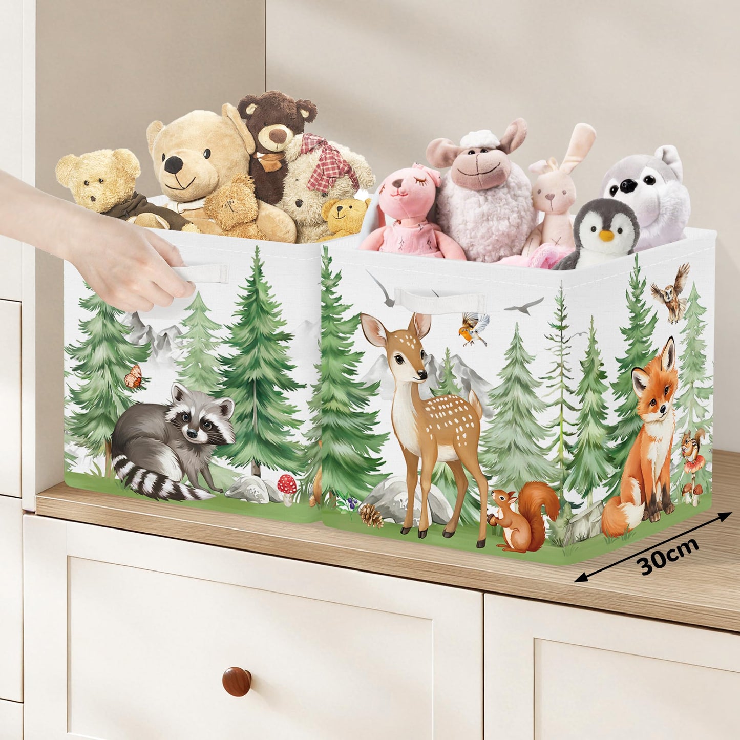 Clastyle 3 pcs Cute Animals Cube Storage Boxes for Shelves Kallax Boxes
