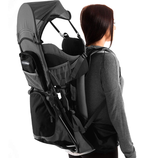 Hiking Baby Carrier Backpack - Comfortable Toddler/Baby Backpack Carrier System with Diaper Change Pad, Insulated Pocket + Rain and Sun Hood to