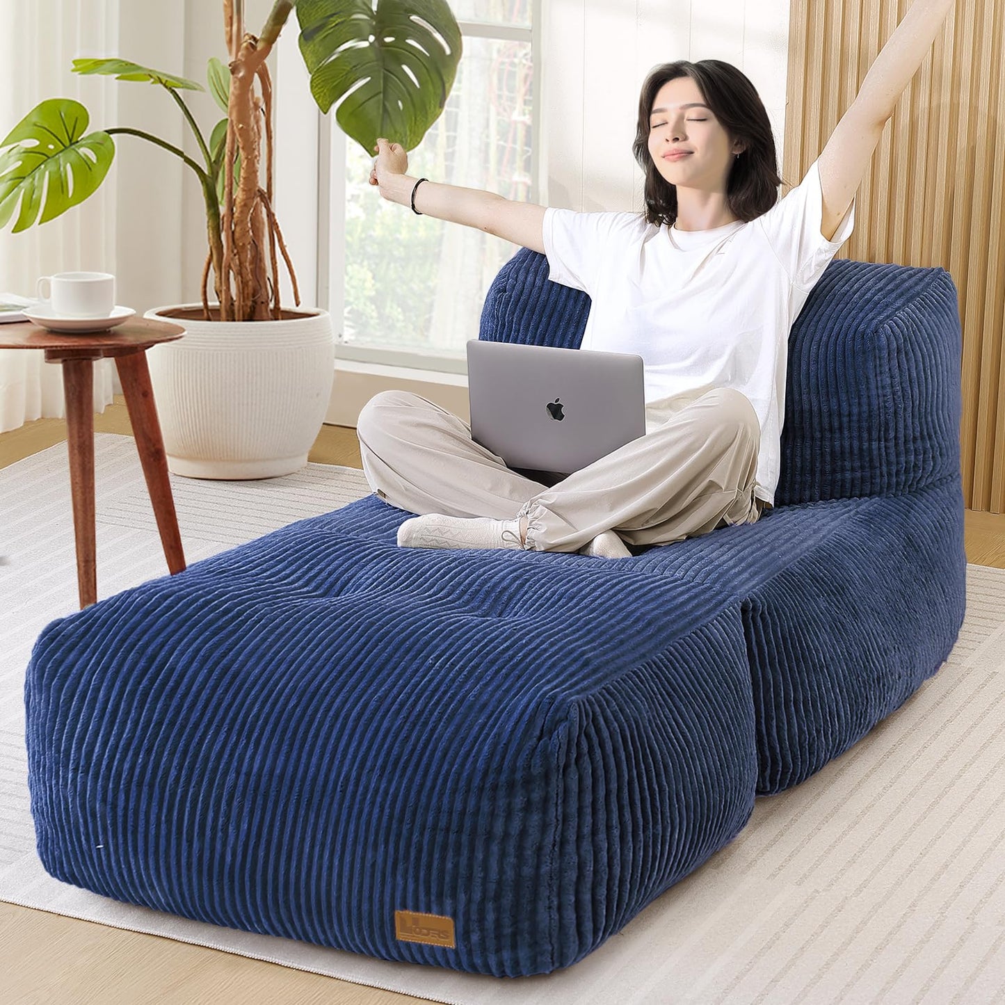 UODERS Big Bean Bag Chair for Adults, 170"x80" Lounger Large Bean Bag Sofa, Memory Foam Filled Beanbag Chair for Living Room, Bedroom, Balcony