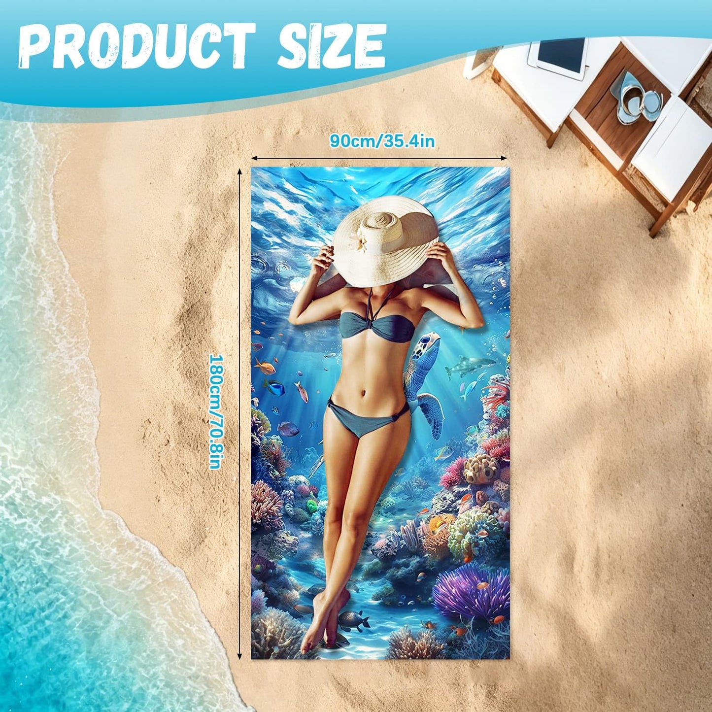 Microfibre Beach Towels for Adults, 180 × 90 cm Extra Large Quick Dry Towel